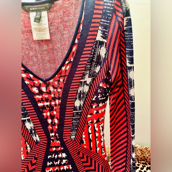 BCBGMAXAZRIA Glynn Silk Blend Bodycon Knit Dress, Multicolor, XS - Picture 5 of 11